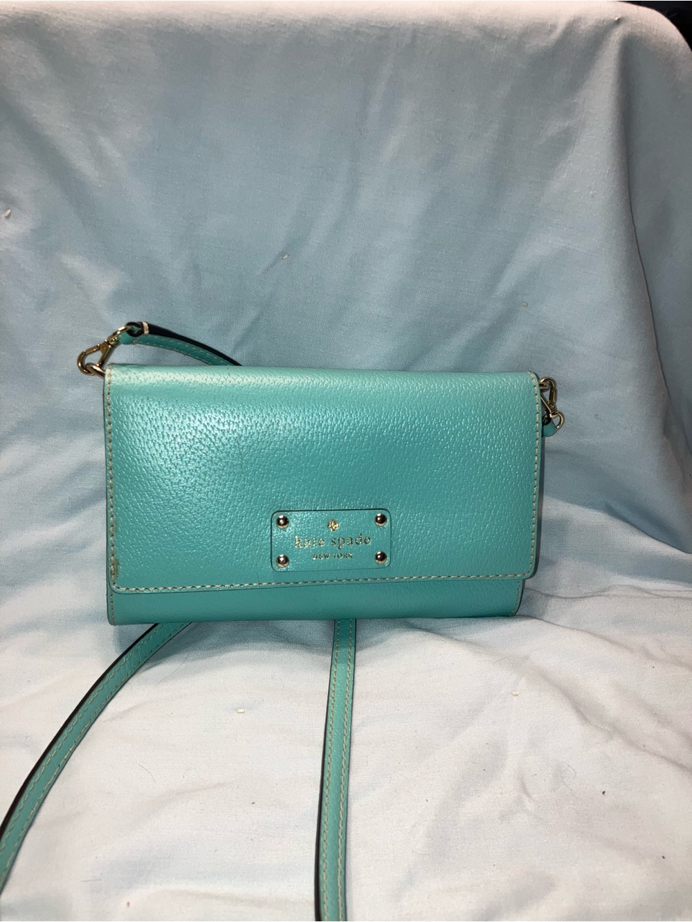 kate spade turquoise pebbled leather crossbody bag teal - Picture 4 of 11